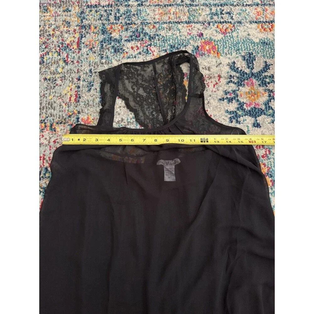 NEW Linea Donatella Sheer Black Chemise Slip Dress Lace Bow Size Small